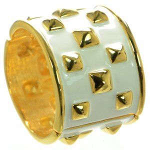 Kenneth Jay Lane KJL Polished Gold White Enamel Pyramid Bracelet